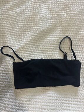 Montce Black Ribbed Bandeau Bikini Top